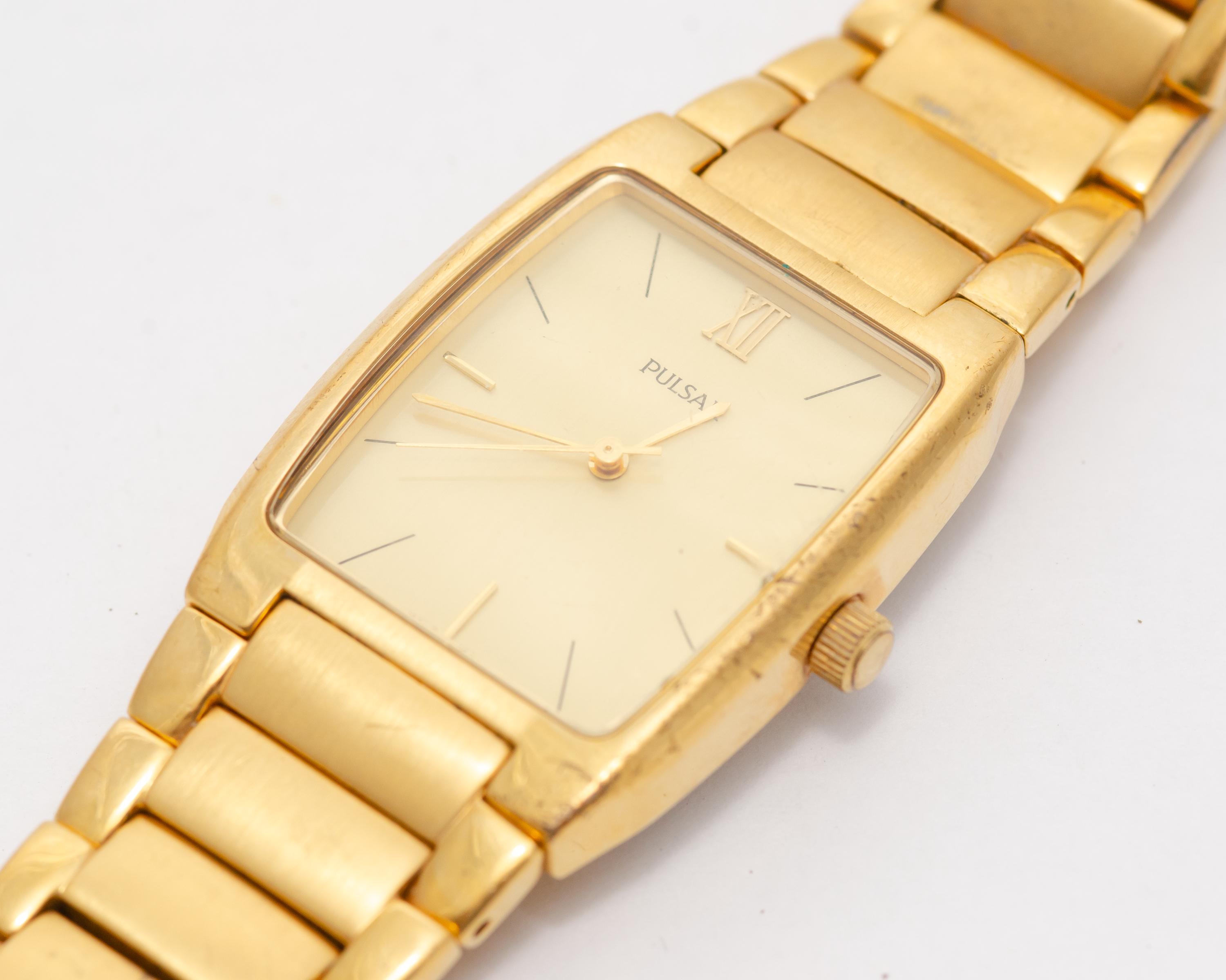 Pulsar アンティークデジタル腕時計 ゴールド Mens Vintage Pulsar V501-X106 Gold Dial Quartz Watch - Etsy