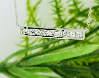 Straight Diamond Bar Pendant Channel 