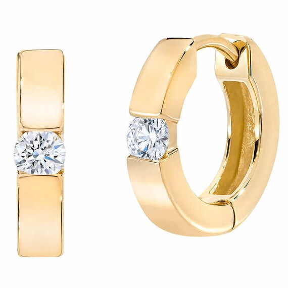 diamond solitaire hoop earrings
