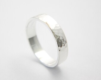 Ring 5 mm ("0" 13/64) gehämmert / ring / Ehering / Hochzeit / ring / Silber / Sterling Silber