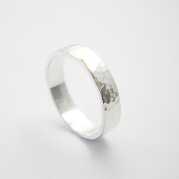 Anillo martillado de 5 mm (''0 13/64'') / banda / alianza de boda / boda / anillo / plata / plata esterlina