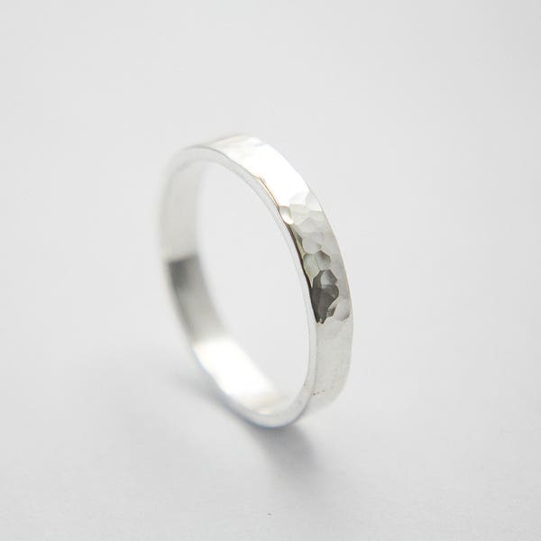Hammered  ring 3.5 mm (''0 9/64'') / hammered / handmade ring / hammer ring / hammered band / sterling silver ring / silver ring / wedding /