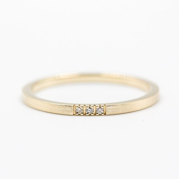 10k gold trinity ring with 1mm diamonds, wedding ring, gold rush, stackable ring, unique wedding ring, semi eternity ring, trinity, diamond
