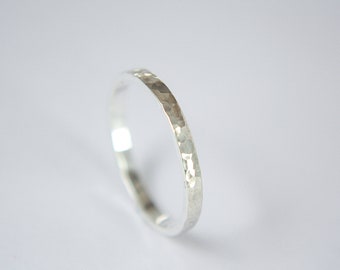 Hammered ring 2 mm (''0 5/64'') / hammered / handmade ring / hammer ring / hammered band / sterling silver ring / silver ring / wedding /