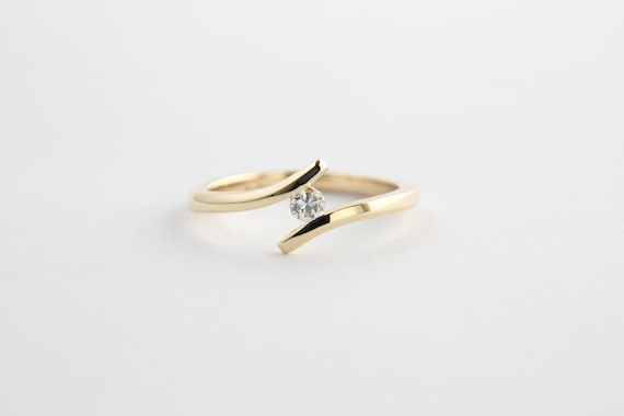 Yellow Gold Bypass Ring With Diamond 18k Gold Diamond Ring