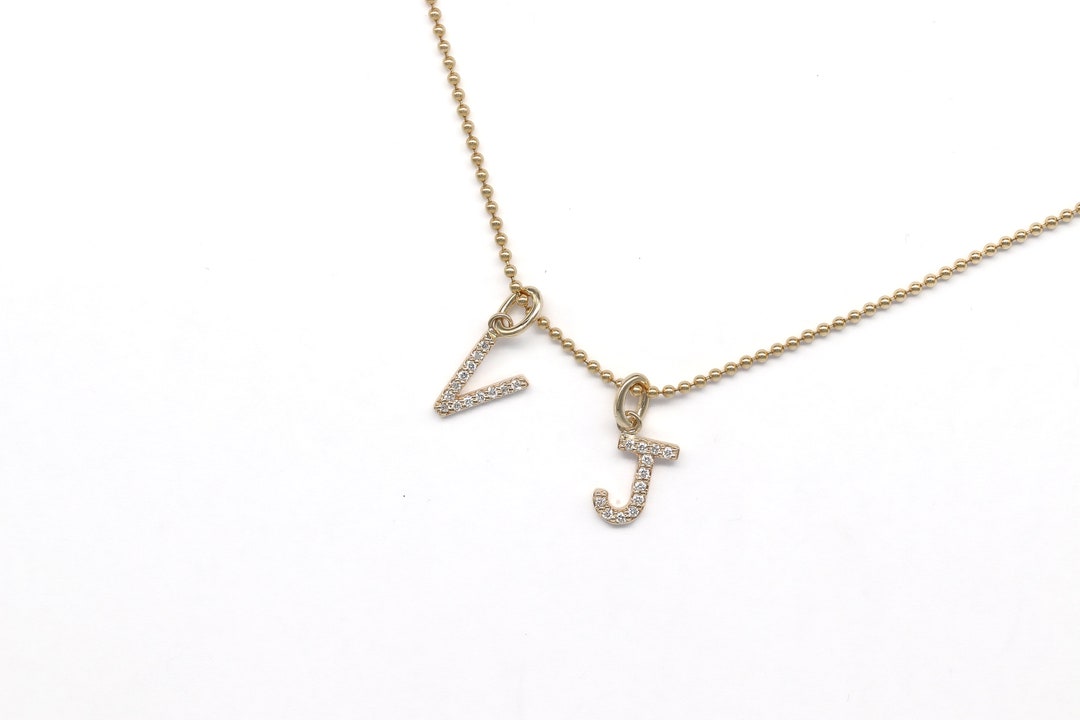 Diamond Chain Lettering Gold Diamond Letter Pendant, Diamond Letter, Gold Letter, Personalized ...