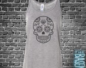 halloween Sugar skull flowy tank top - perfect for Halloween and Day of the Dead dia de los muertos