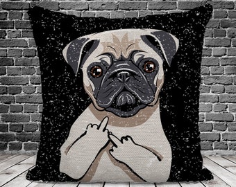 Think Pawsitive Pug Dog Throw Pillow Cute & Funny PUG DOG Humor Things Co Multicolor 16x16 Think Pawsitive Pug Dog Throw Pillow Cute & Funny PUG DOG Humor Things Co Multicolor 16x16