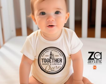 First Father's Day Onesie® cheers ORIGINAL designer best buds beer and bottle adorable 1st Father's Day gift from son or daughter cheers