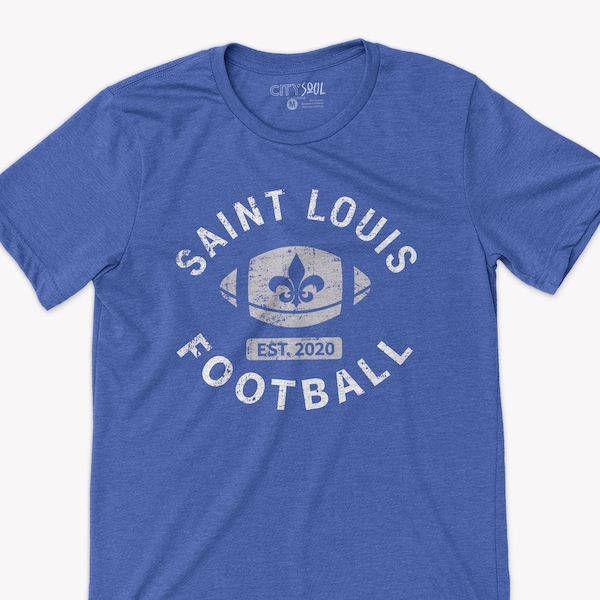 Saint Louis football shirt | battlehawks football est. 2020 st louis football DARK tee | simple distress vintage football tshirt mslf-001d