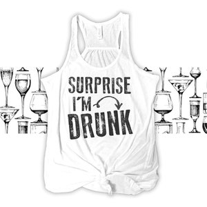 surprise i'm drunk funny drinking shirt tank top beer drinking shirts flowy tank top MDS-009-F image 2