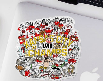Kansas City champs vinyl sticker decal super bowl LVIII champions KC moments vinyl decal taylor kelce mahomes red kingdom vinyl sticker
