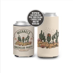Bachelor party can coolies | desert cacti weekend beverage insulators personalized slim regular can size bachelor party favors adventure