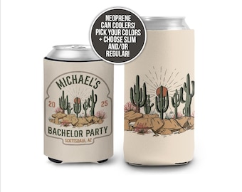 Enfriadores de latas para despedida de soltero / enfriadores de bebidas con diseño de cactus del desierto para fin de semana, personalizados, delgados, tamaño regular, recuerdos para despedida de soltero, aventura