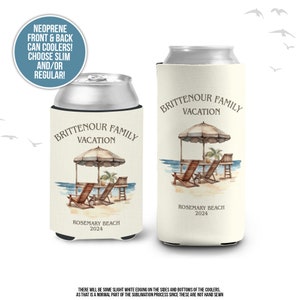 Family reunion vacation can coolies | beach coolers for family vacation | family beach trip coolies | regular or slim size coolies | MCC-233