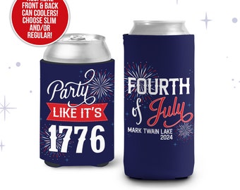 Coolies de latas del 4 de julio / Coolie de latas patriótico / Huggie del 4 de julio / Enfriador de latas para fiestas como si fuera 1776 / Coolies MCC-027