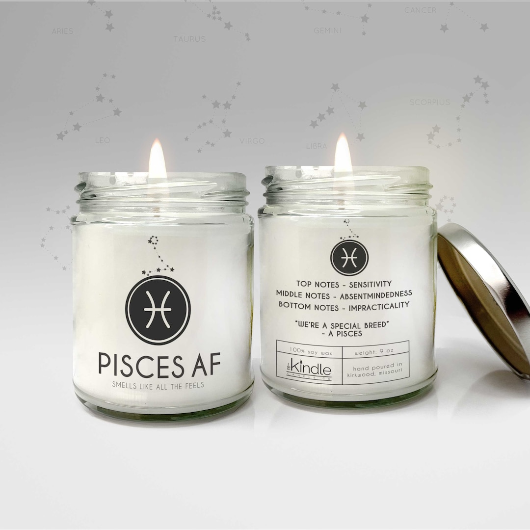 Pisces Zodiac Candle Smells Like All the Feels Funny Pisces AF Etsy