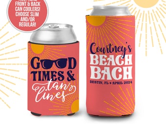 good times and tan lines beach bachelorette party / bachelor party can coolers, can coolies for bachelorette beach bach parties MCC-004