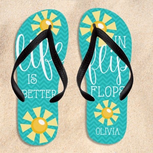 personalized flip flops life is better in flip flops personalized custom flip flops LBIFF image 1