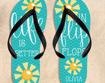 personalized flip flops - life is better in flip flops personalized custom flip flops - LBIFF