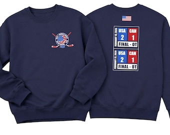 Camiseta de hockey con el resultado final de EE. UU. vs. Canadá: camiseta o sudadera de hockey para hombre y mujer