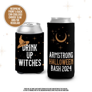 personalized halloween party can coolies  -halloween can coolies, drink up witches halloween can coolies MCC-028