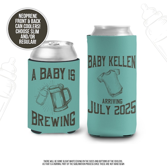 couples baby shower can coolies - baby is brewing beverage insulator - baby shower coolie MCC-050