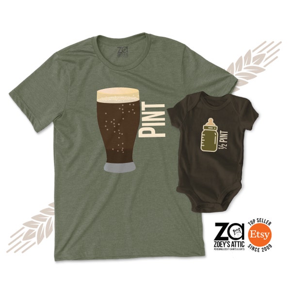 Pint half pint shirts Matching Dad baby First father's day shirt set - shirt set father's day DARK gift set - dad baby matching 22FD-011-V