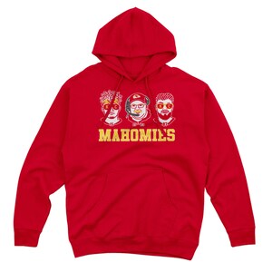 funny kc football mahomies sweatshirt mahomes, kelce, reid kansas city football hoodie football in kansas city funny characters mahomies Red Hoodie