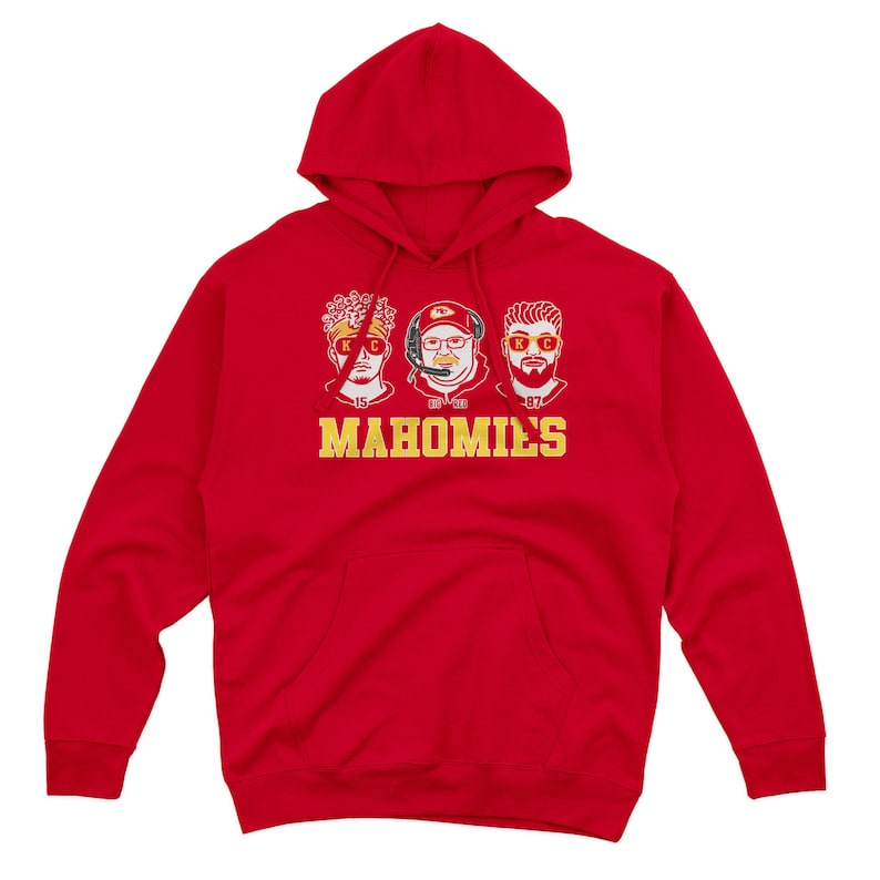 funny kc football mahomies sweatshirt mahomes, kelce, reid kansas city football hoodie football in kansas city funny characters mahomies Red Hoodie