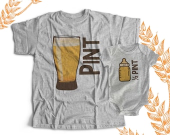 Pint / half pint sippy cup Matching Dad and baby kiddo shirt set- pint / half pint shirt set father's day set dad baby matching 22FD-006-Set