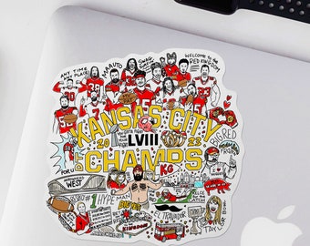Kansas City champions super bowl LVIII sticker vinyl decal sticker back to back mahomes kelce kc chiefs vinyl sticker decal str-063