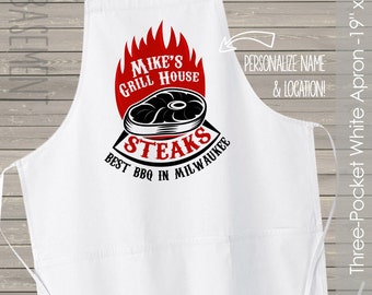 grilling apron - personalized bbq apron - grill house best barbeque apron - great father's day grilling dad gift GHSAP