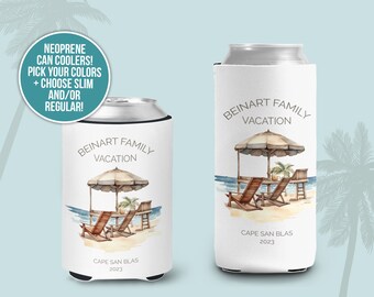 Family reunion vacation can coolies | beach coolers for family vacation | family beach trip coolies | regular or slim size coolies | MCC-233