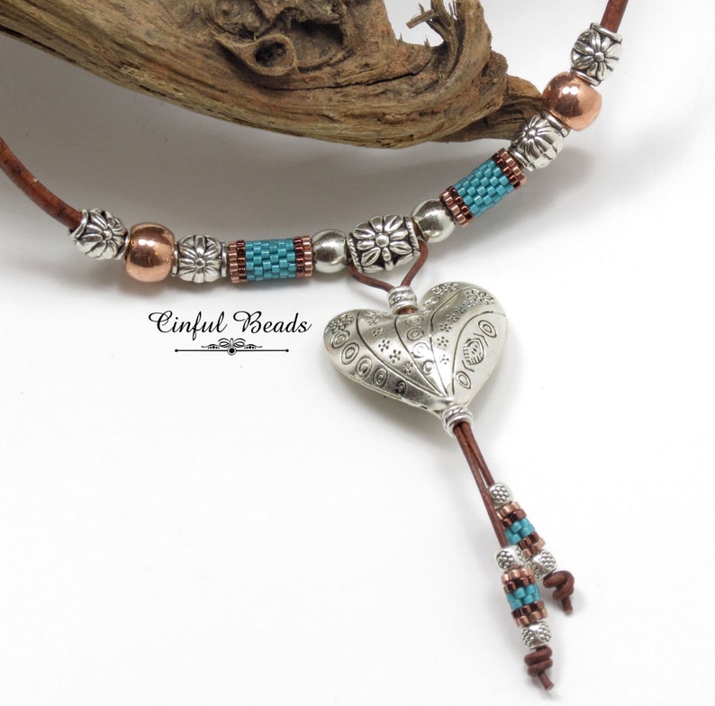 Leather heart necklace