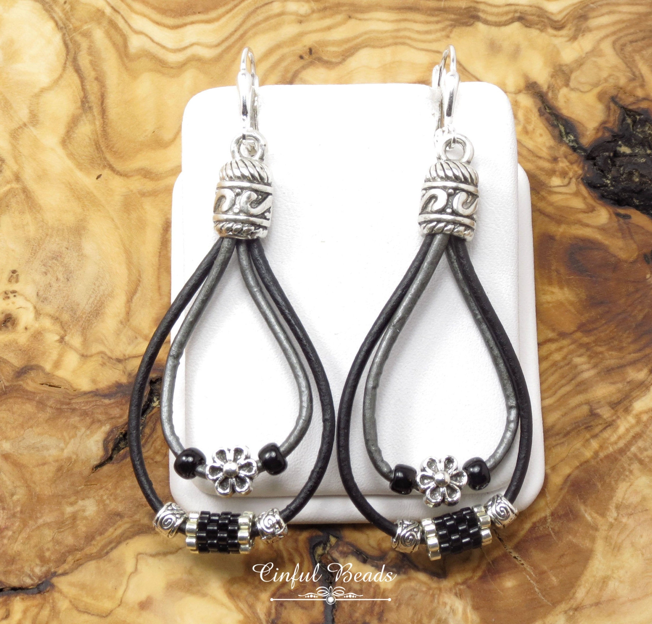Leather Dangle Bling Earrings main image 0