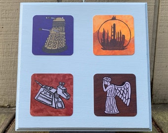 Doctor Who Mini Print Collection Mounted Art Prints | Dalek, Gallifrey, K-9, Weeping Angel