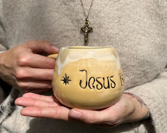 Jesus is Lord • Handmade Christian Mug • handmade ceramic mug • real gold