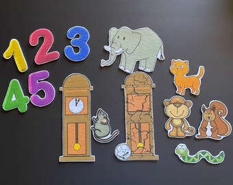 11x8.5 Matted Nursery Children\u2019s Art Hickory Dickory Dock