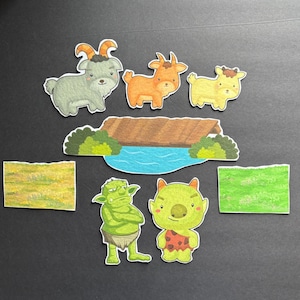 3 Billy Goats Gruff Felt Board Pieces // Flannel Board Pieces  // Preschool // Teacher Story // Nursery Story //