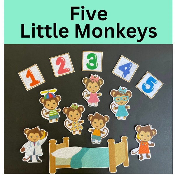 5 Little Monkeys Felt Board Story #3 // Monkeys // Bed // Nursery Rhyme // Homeschool // Felt Board Pieces