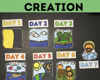 The 7 Days of Creation Felt  #2 // Flannel Board Pieces   // Preschool  // Sunday School // Days of Creation