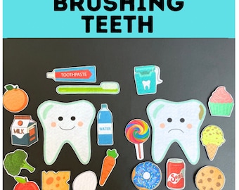 Brushing Teeth Felt Board Pieces  // Flannel Board Pieces // Teeth Brushing // Children // Circle Time