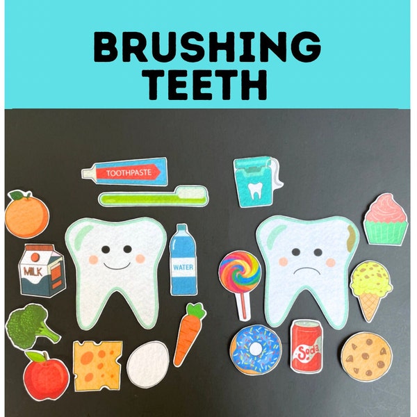 Brushing Teeth Felt Board Pieces  // Flannel Board Pieces // Teeth Brushing // Children // Circle Time