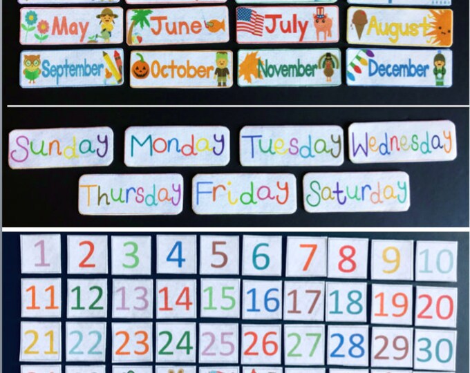 Calendar Felt // Felt Board Pieces // Flannel Board Pieces Etsy