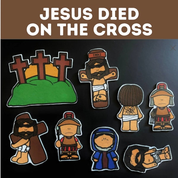 Jésus est mort sur la croix Bible en feutre // La crucifixion // Pièces en flanelle // École maternelle // École du dimanche //