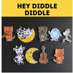 Hey Diddle Diddle Felt  #2 // Flannel Board Pieces // Nostalgic // Nursery Rhyme //