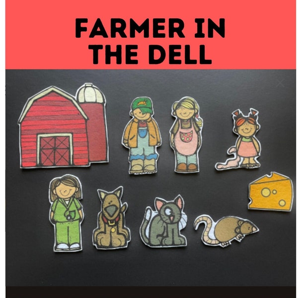 Farmer in the Dell Felt Set// Flannel Board // Imagination // Children // Preschool // Creative Play // Adventure // Song // Nostalgic