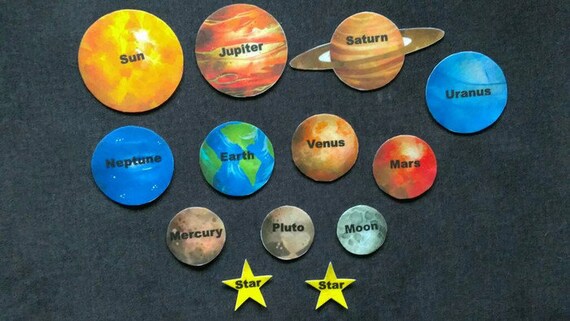 Solar System Planets Felt Board Set Children Space Flannel Board Preschool Planets Stars