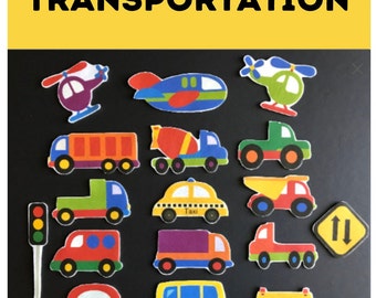 Transportation Felt  // Flannel Board Pieces // Imagination // Children // Preschool // Trucks // Cars //  Airplane // Road